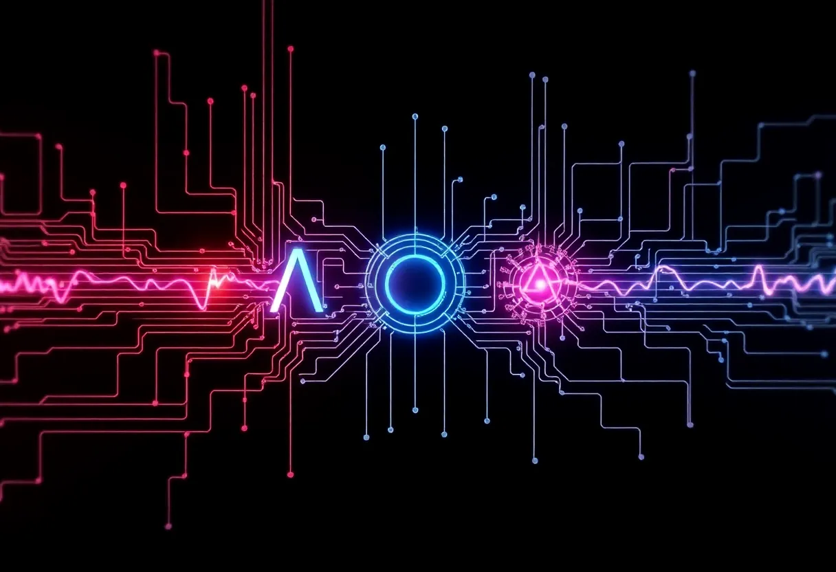 Quantum circuit diagram showing qubits gates and error correction abstract visualization