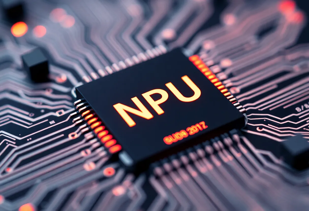 Neural processing unit NPU AI accelerator chip close-up embedded microprocessor for edge inference