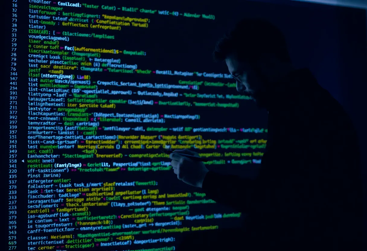 Developer coding a Python automation script with backend task queue job processing