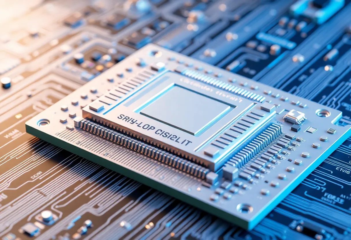 Advanced chiplet packaging technology showing multiple small dies assembled together on interposer for high performance computing