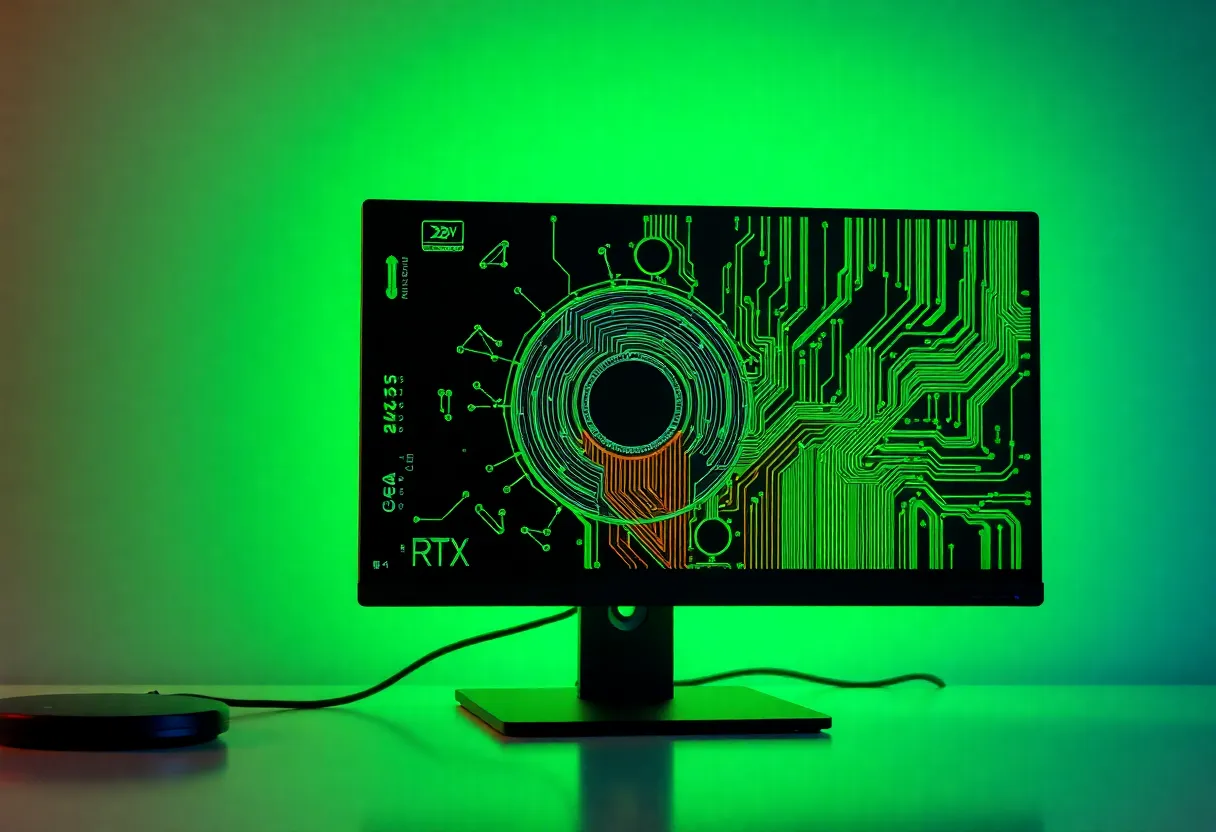 High-end Nvidia RTX GPU desktop PC running local AI model inference workload