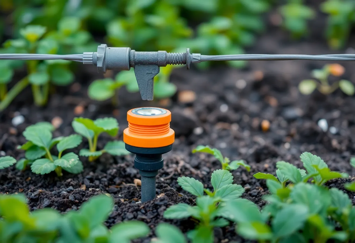 Smart irrigation system with soil moisture sensors and automated precision water delivery in agricultural field
