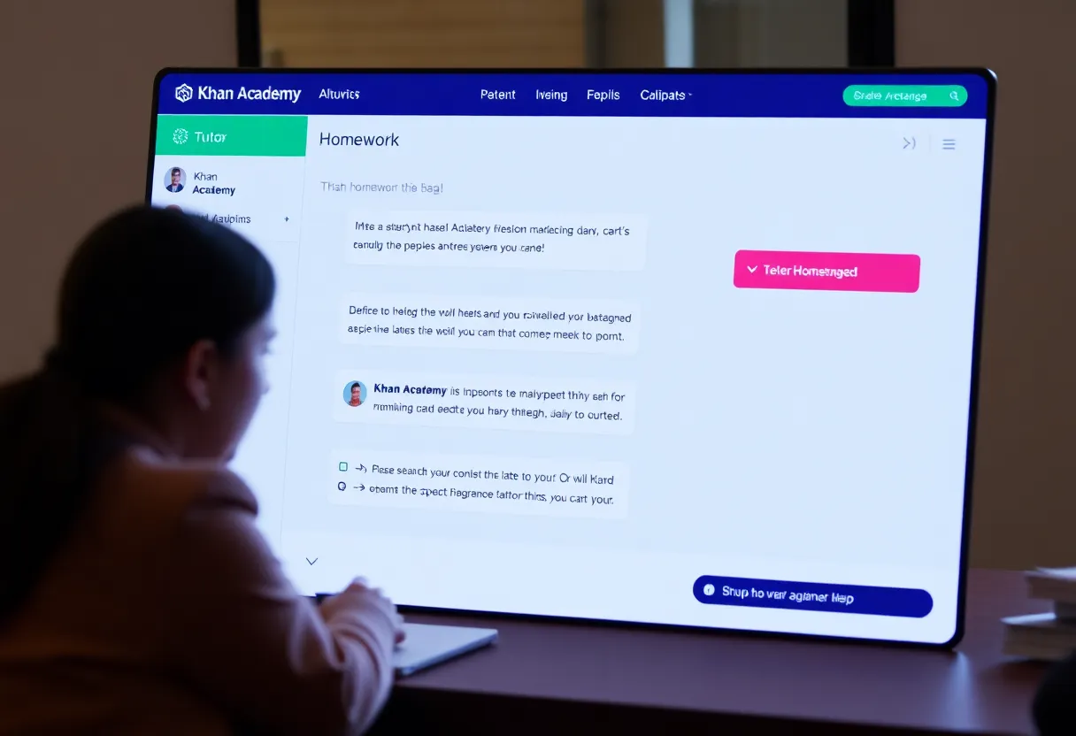AI tutoring assistant chat interface helping student with homework learning