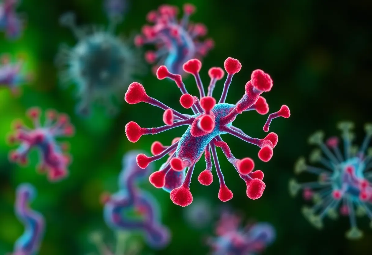 Molecular biology visualization of immune system cells responding to vaccine antigen producing antibodies for disease protection
