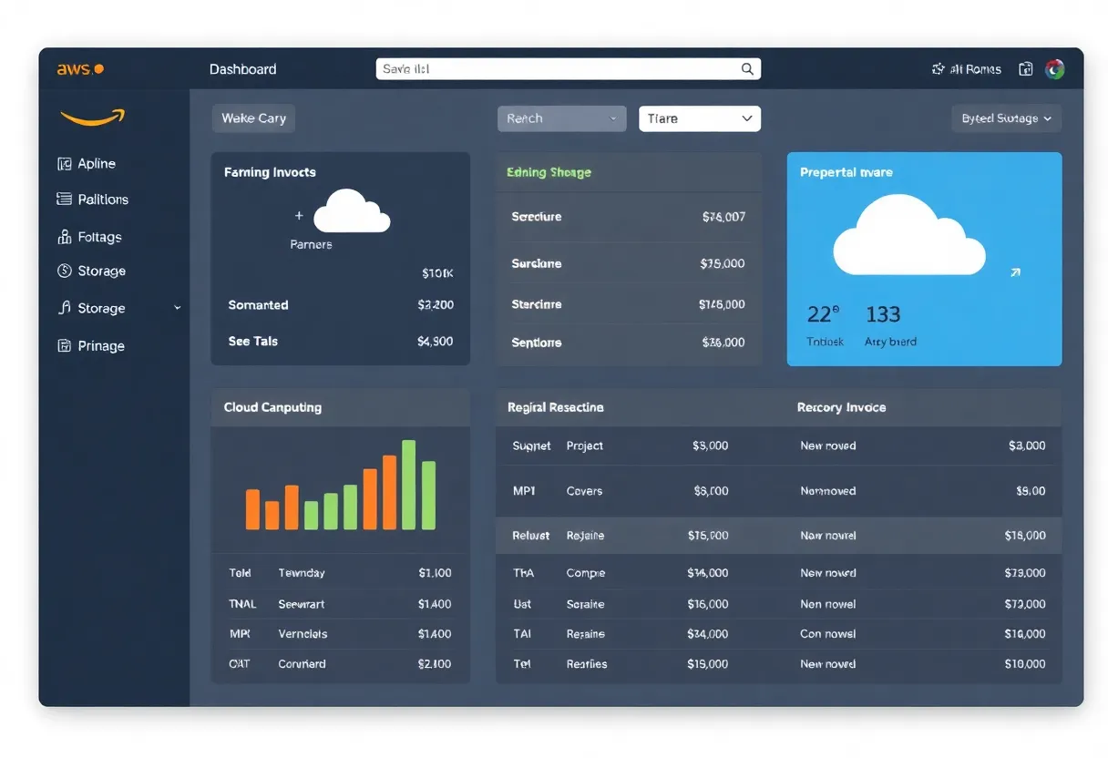 Cloud billing dashboard showing storage and transfer costs across different services