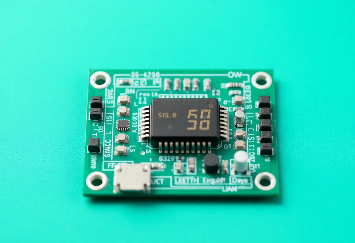 Low-power IoT sensor node circuit board with battery and wireless radio chip