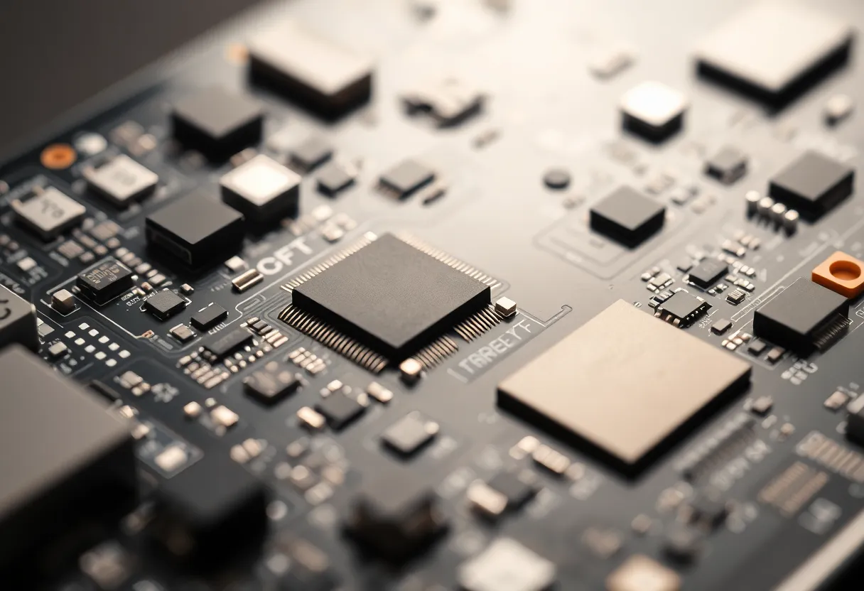 Close-up of a smartphone motherboard with labeled chips