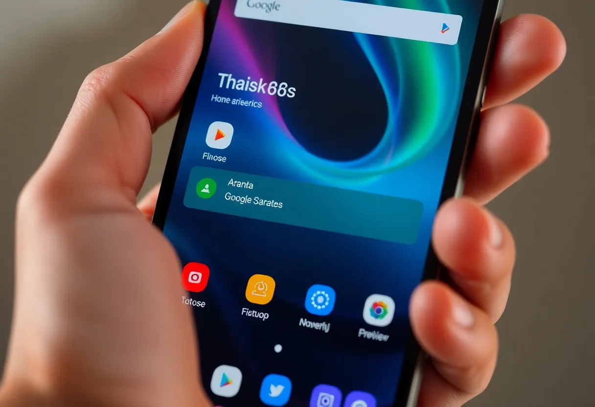 Close-up of a hand swiping from the edge of an Android smartphone screen showing an animation preview