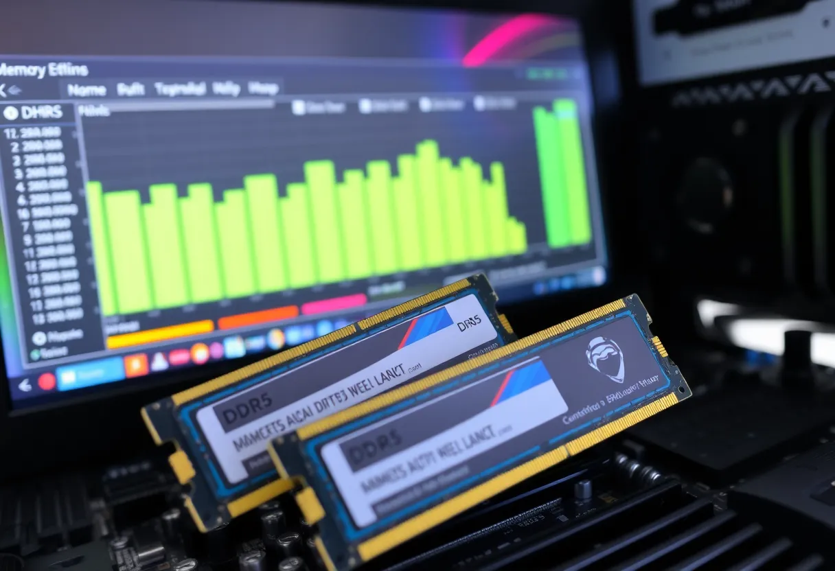 Memory bandwidth benchmarking comparison chart showing performance difference between DDR4 and DDR5 across different applications