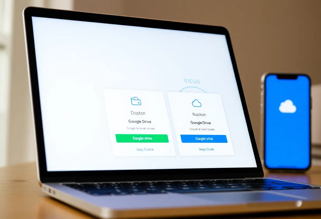 Storage usage breakdown showing different services consuming cloud storage quota with photos and email taking majority of space