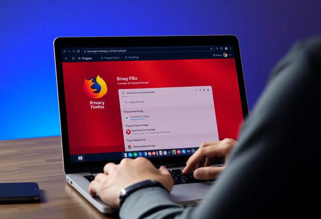 Browser privacy settings panel showing content blocking options and tracking protection enabled