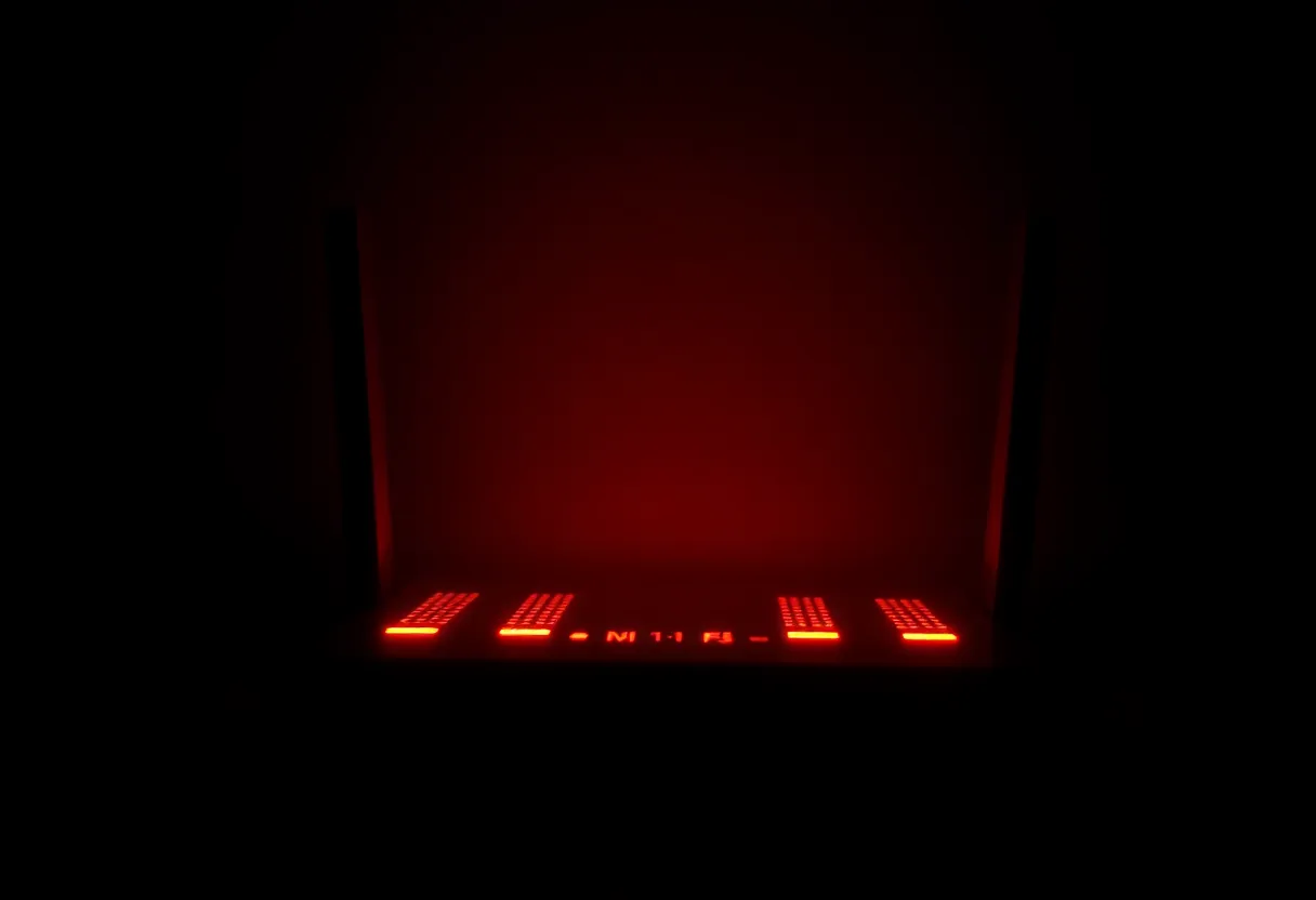Security researcher analyzing router vulnerability code on multiple monitors in dark room