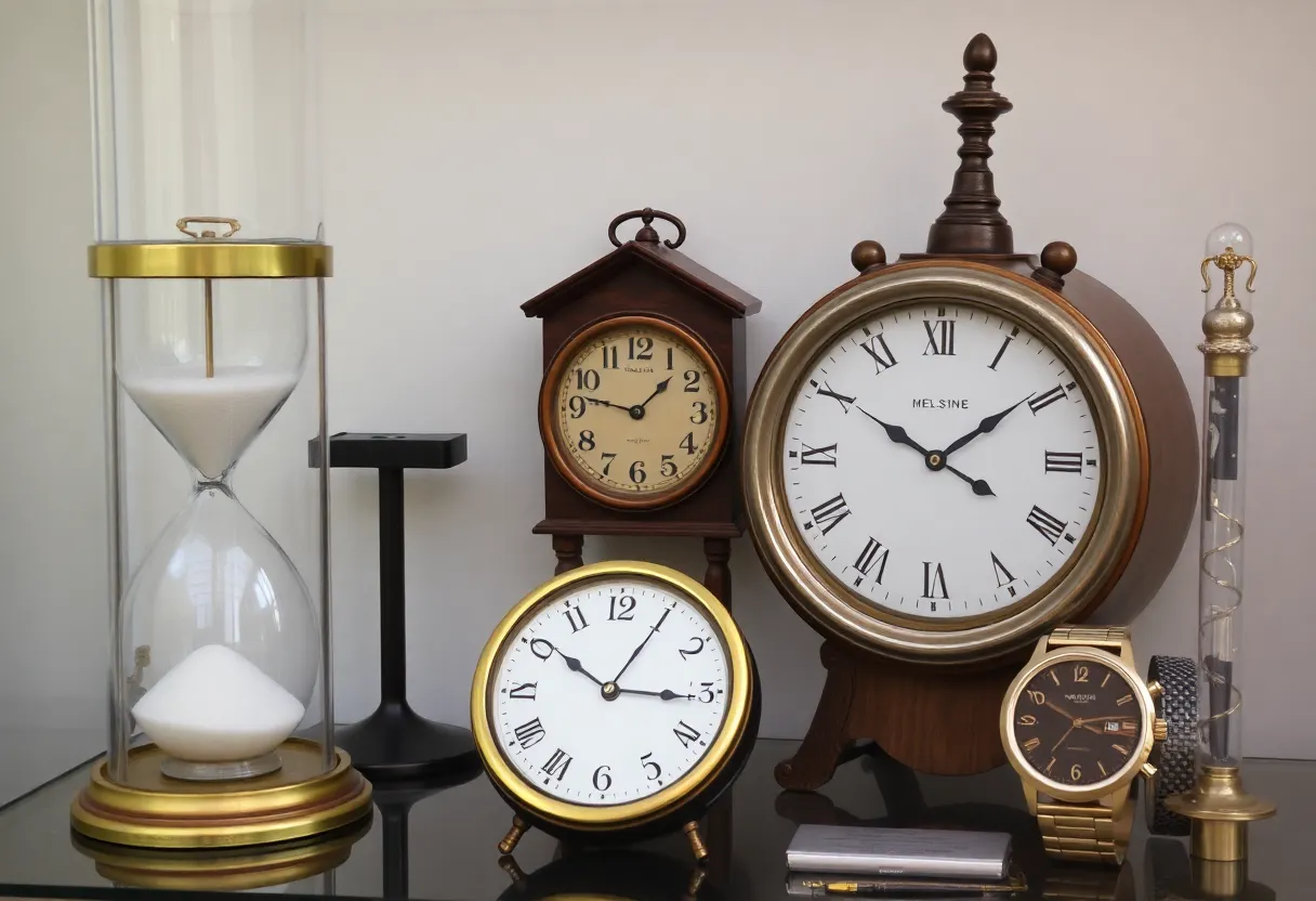 Historical mechanical clock mechanism showing gears and escapement representing the evolution of precision timekeeping