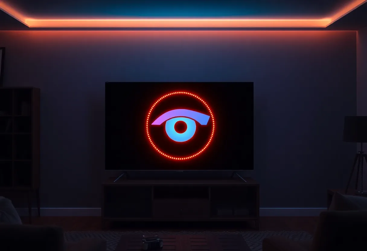 Smart TV settings menu showing privacy and data collection options with toggle switches, close-up shot