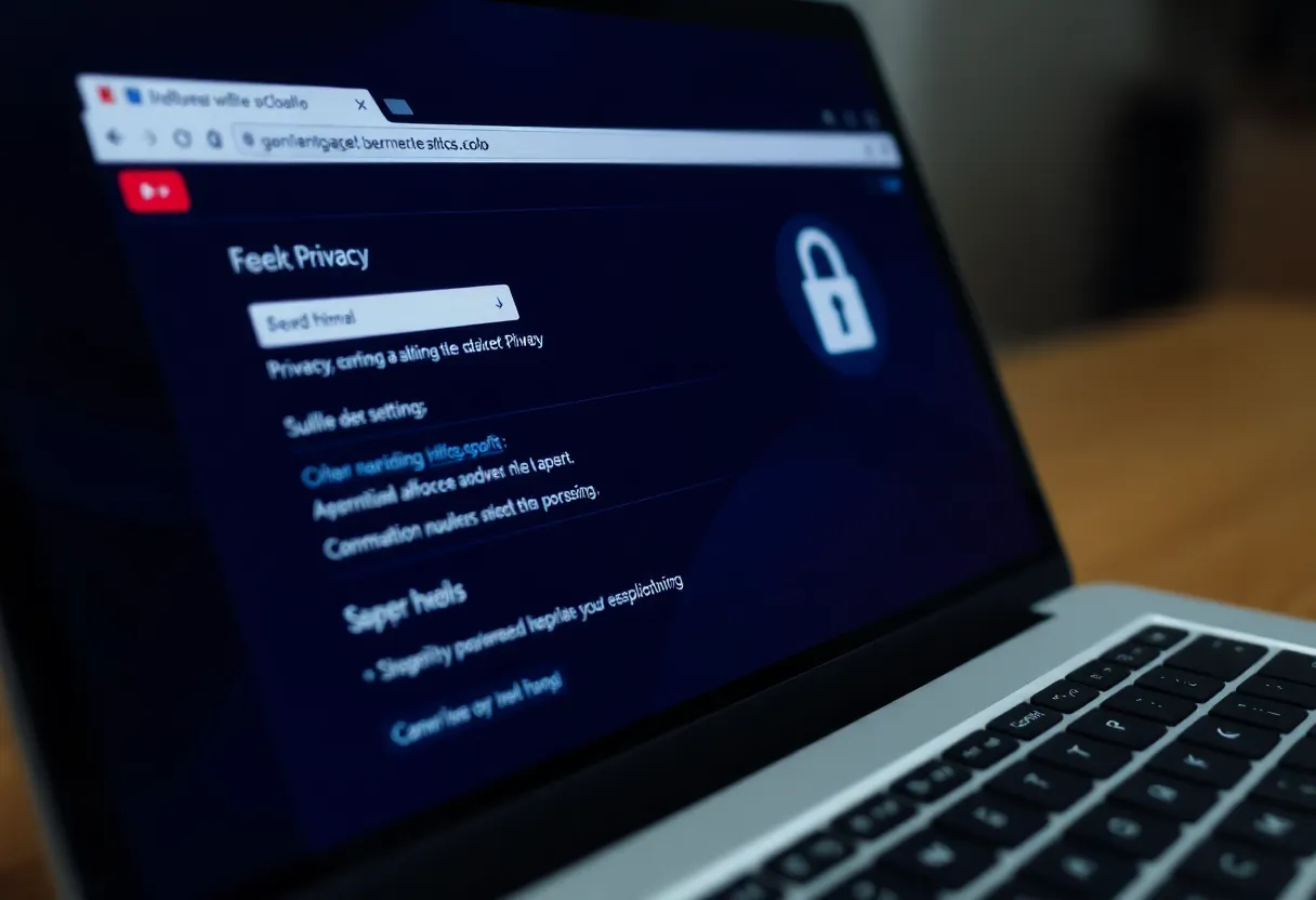 A second view of a laptop displaying browser security and privacy configuration settings