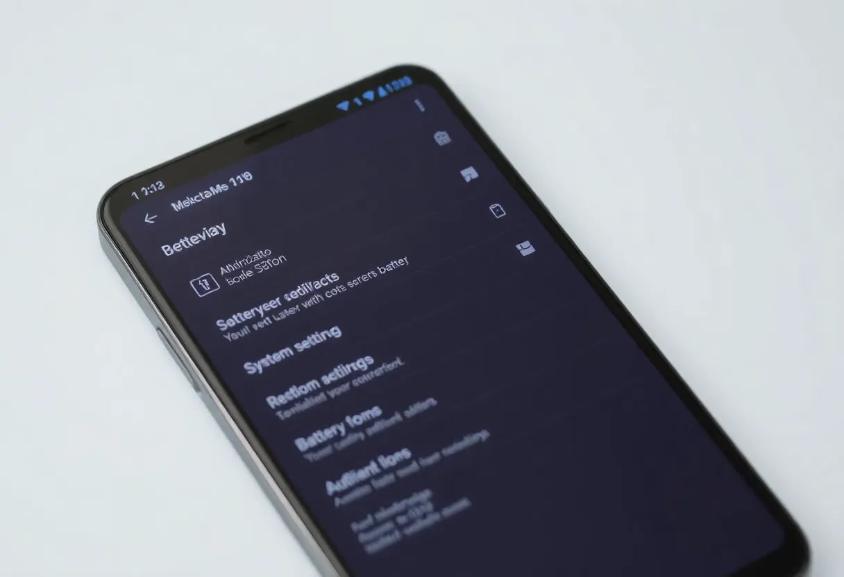 Android developer tools showing battery usage breakdown by app with background activity statistics
