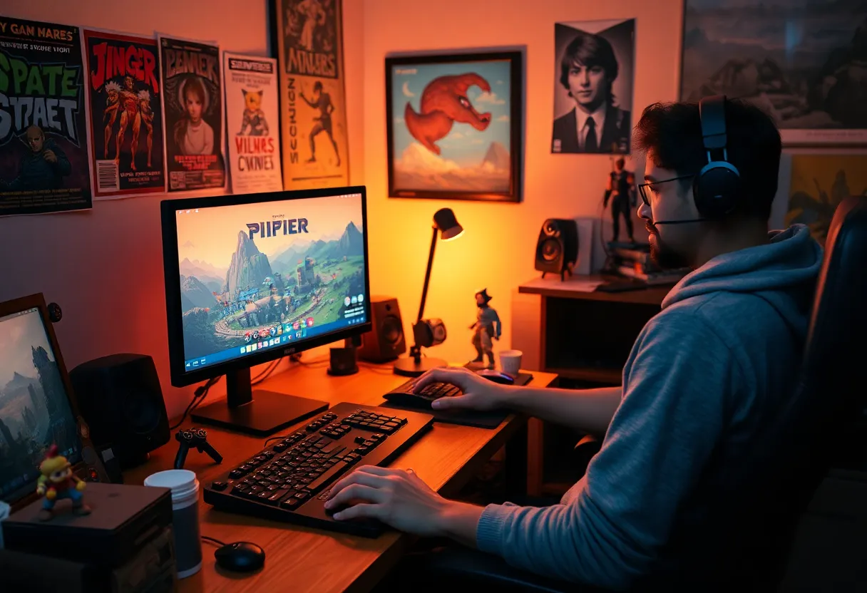Indie game developer stream setup with viewers and chat, building a community directly
