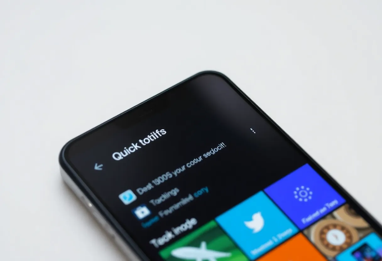 Person customizing Android quick settings panel tiles on a modern smartphone