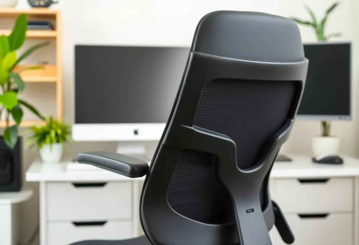 Comparison of different office chairs showing adjustment mechanisms including lumbar depth, seat pan slide, and 4D armrests
