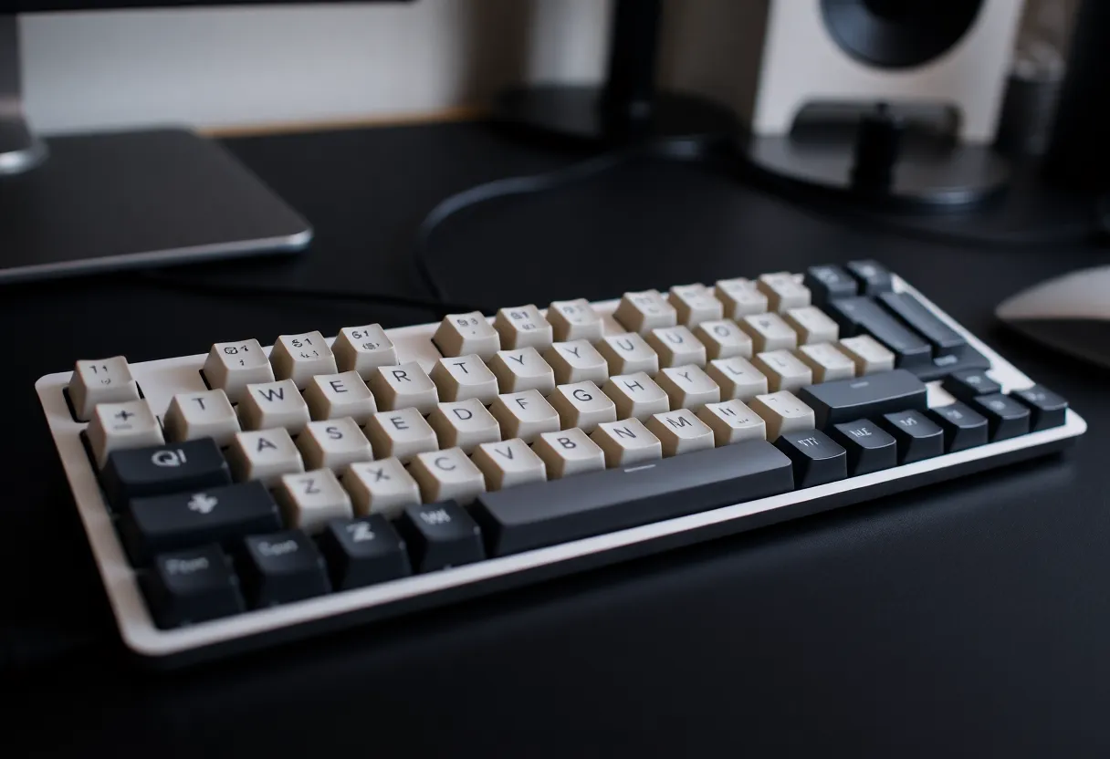 Keyboard switch comparison showing Gateron, Akko, and premium Alps switches side by side with sound dampening foam