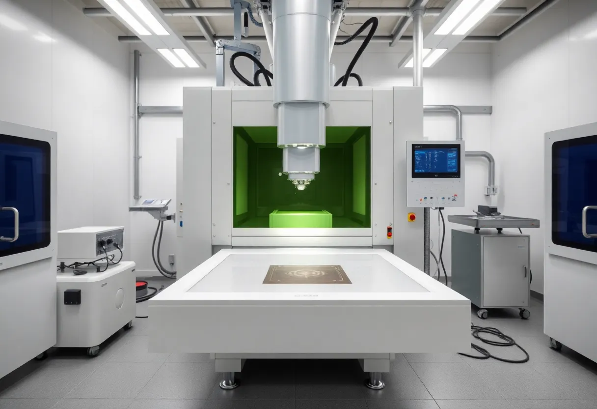 ASML EUV lithography machine showing scale and complexity, the only machine capable of producing leading edge semiconductor chips