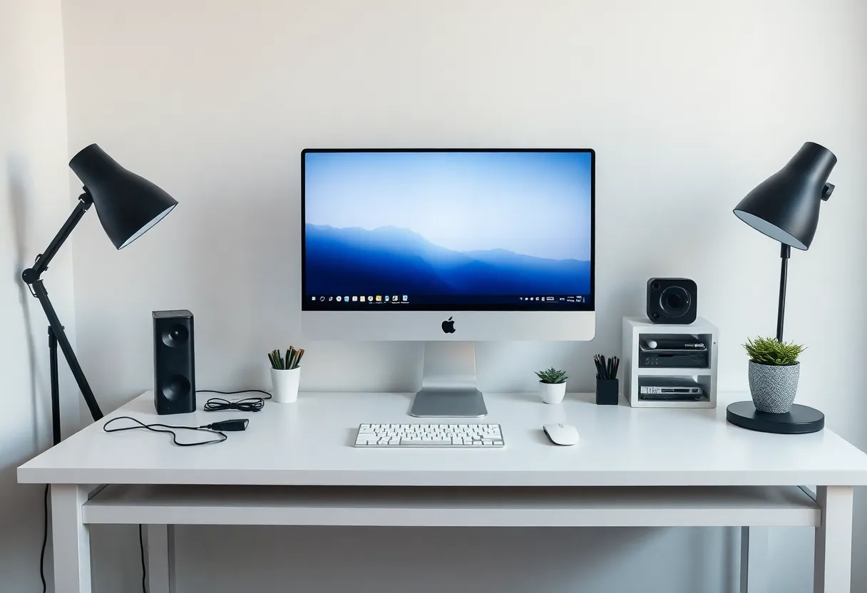 Before and after desk cable management transformation showing cluttered cables versus organized routing with cable tray