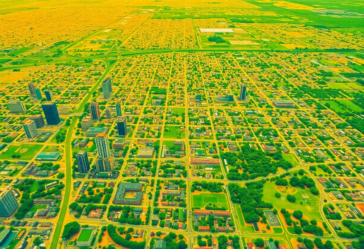 Permeable pavement and urban park design showing heat island mitigation strategies in modern city infrastructure