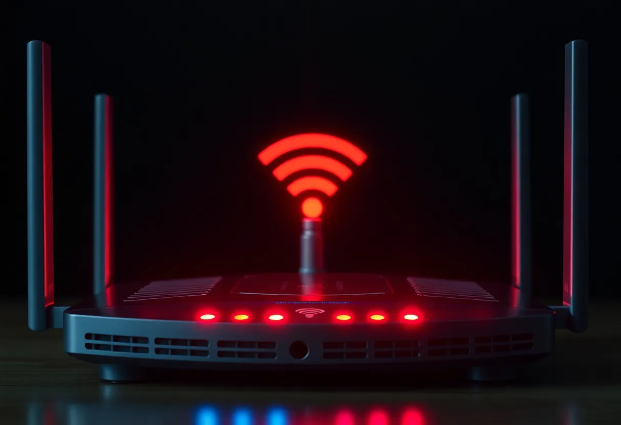Network diagram showing home router security layers and potential attack vectors