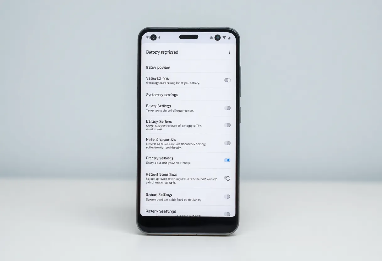 Smartphone battery optimization settings showing list of apps with background restriction controls