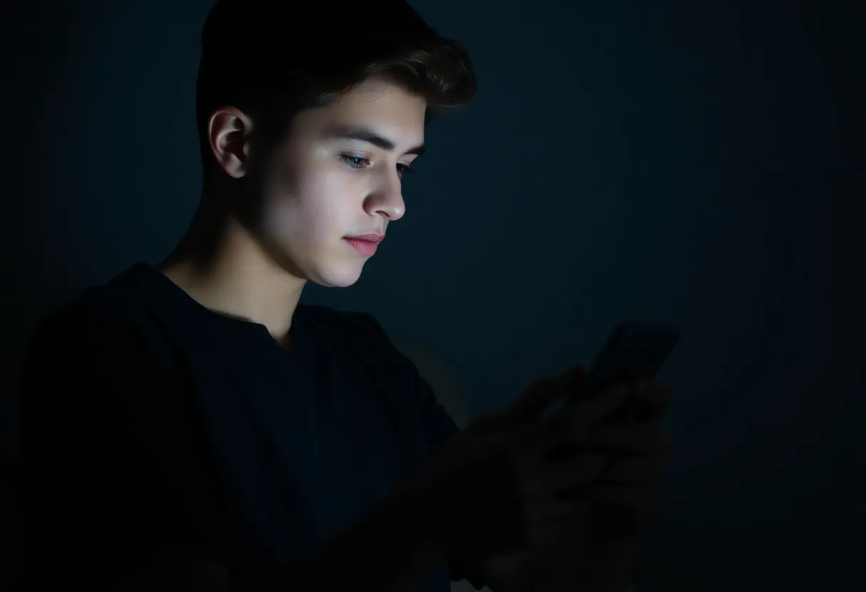 Family having discussion about phone use at dinner table with devices set aside