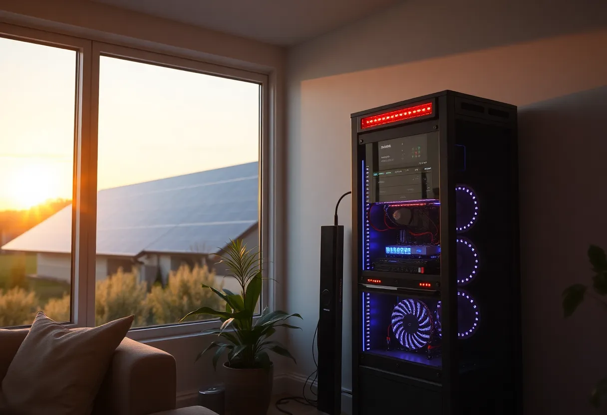 Energy monitoring dashboard showing solar production and battery state in home automation interface