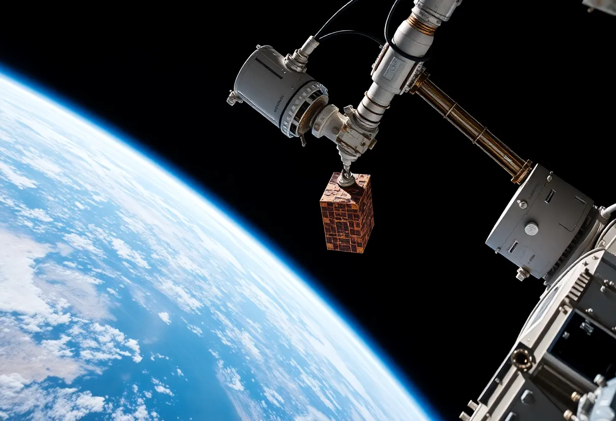 Visualization of thousands of tracked debris objects in low Earth orbit shown as a dense cloud surrounding the planet