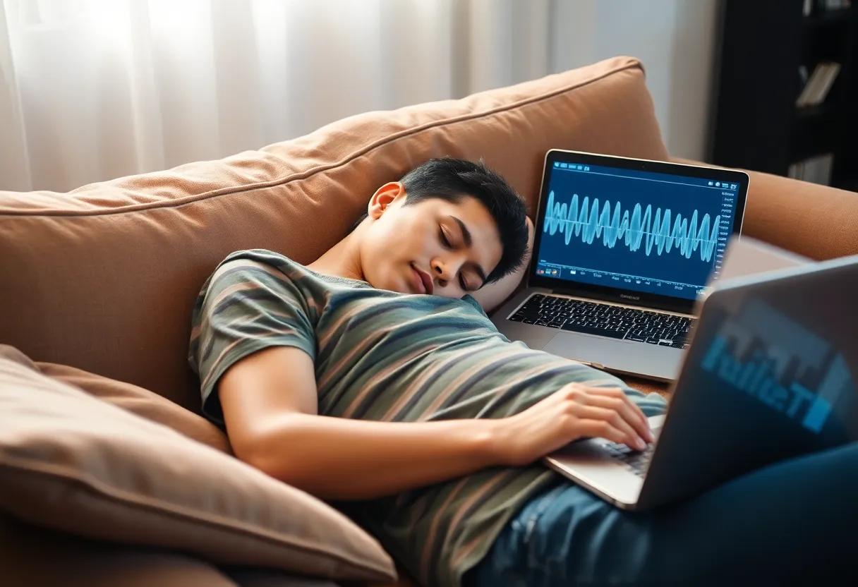 Wearable sleep tracker showing nap data and sleep stages on a smartwatch display, biometric sleep monitoring