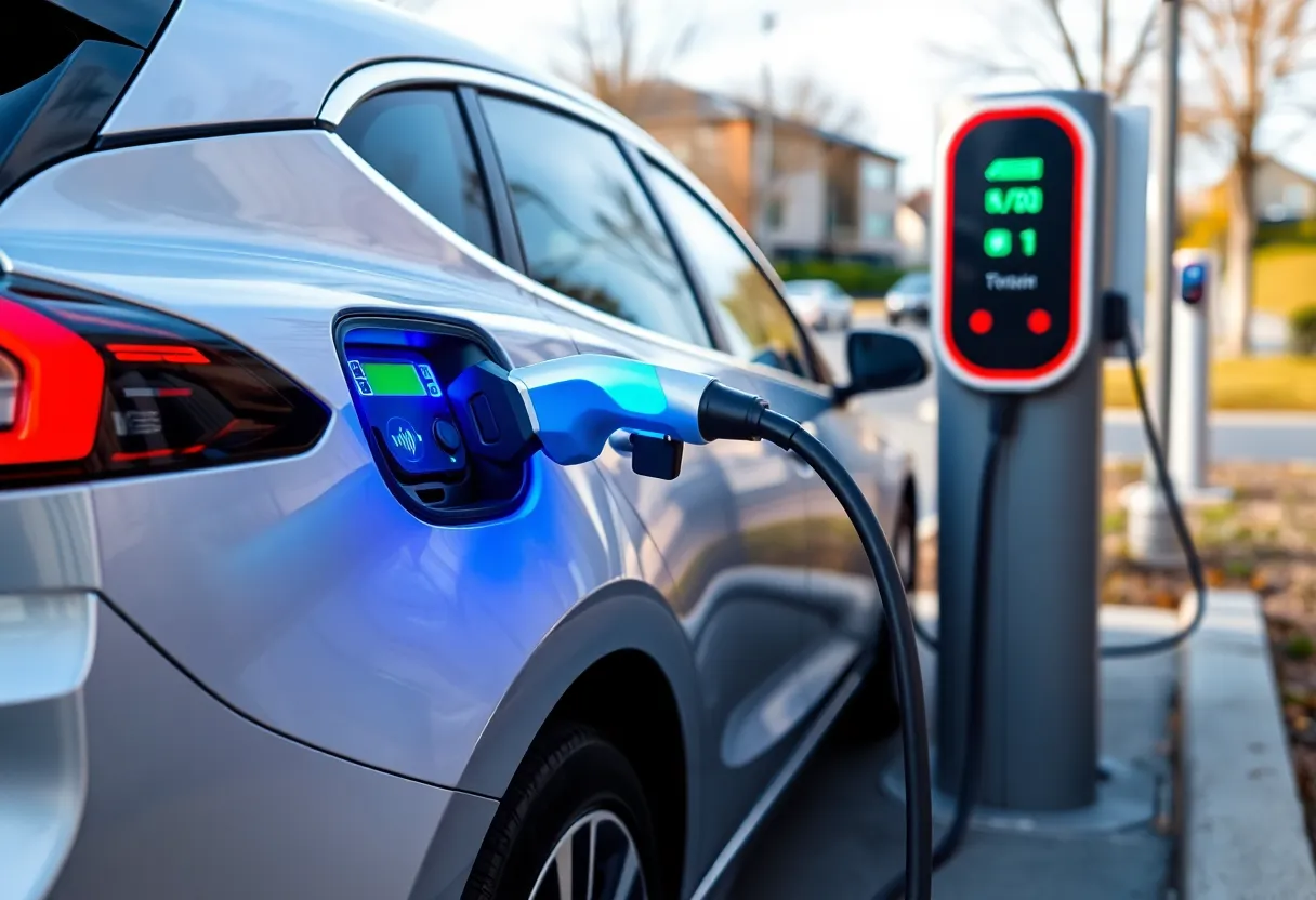 Road trip planner showing EV charging stops along highway with estimated charge times and distances