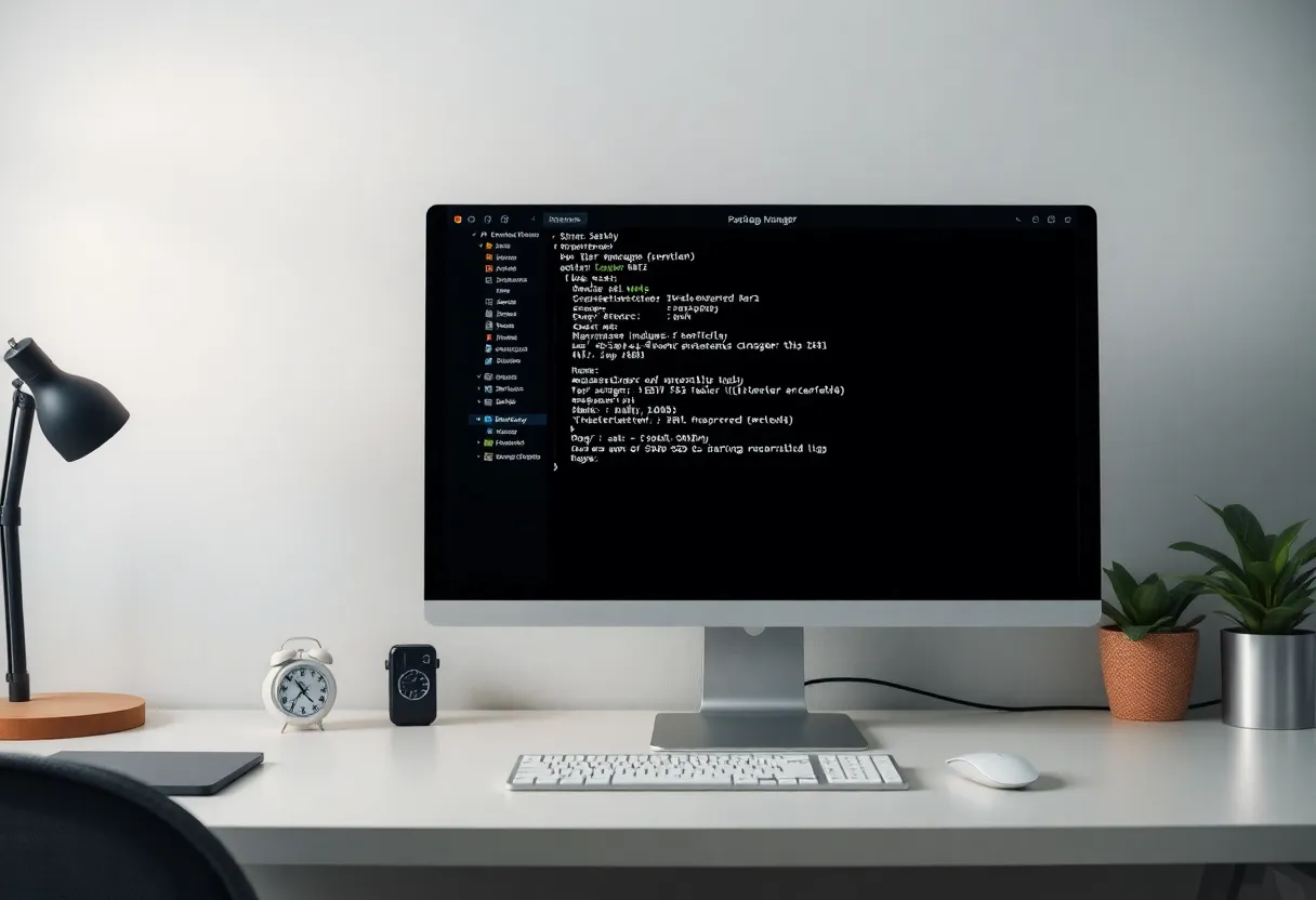 Linux desktop with package manager showing available updates and system upgrade interface