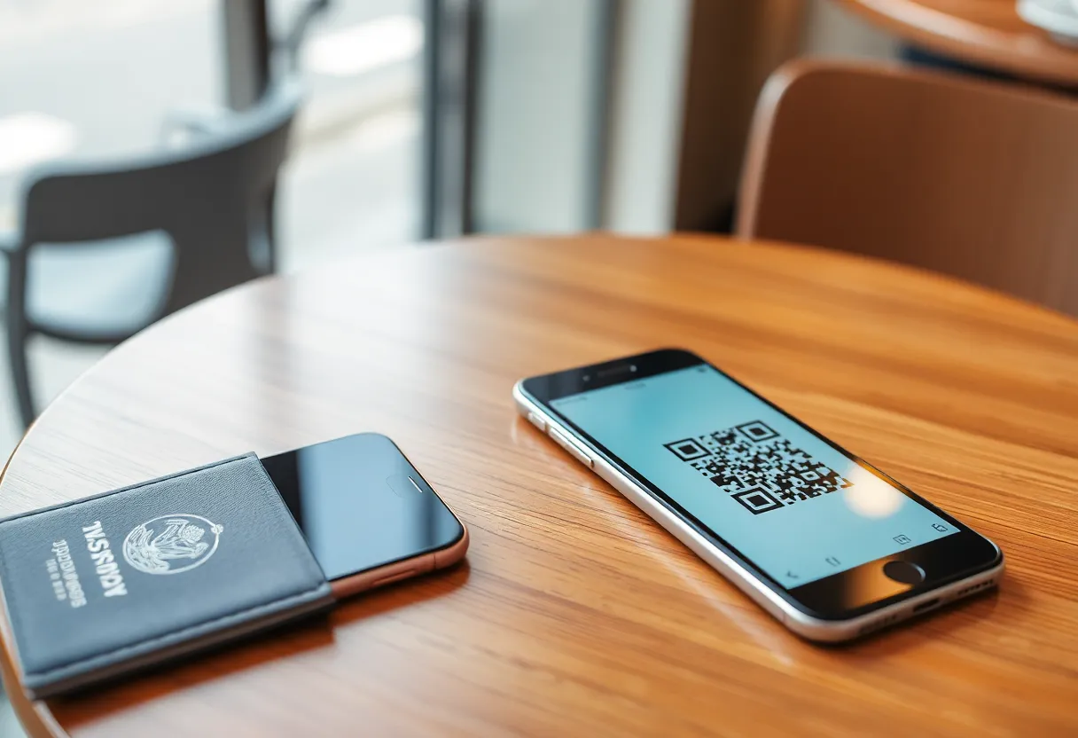Installing a travel data plan from a QR code in a cafe abroad