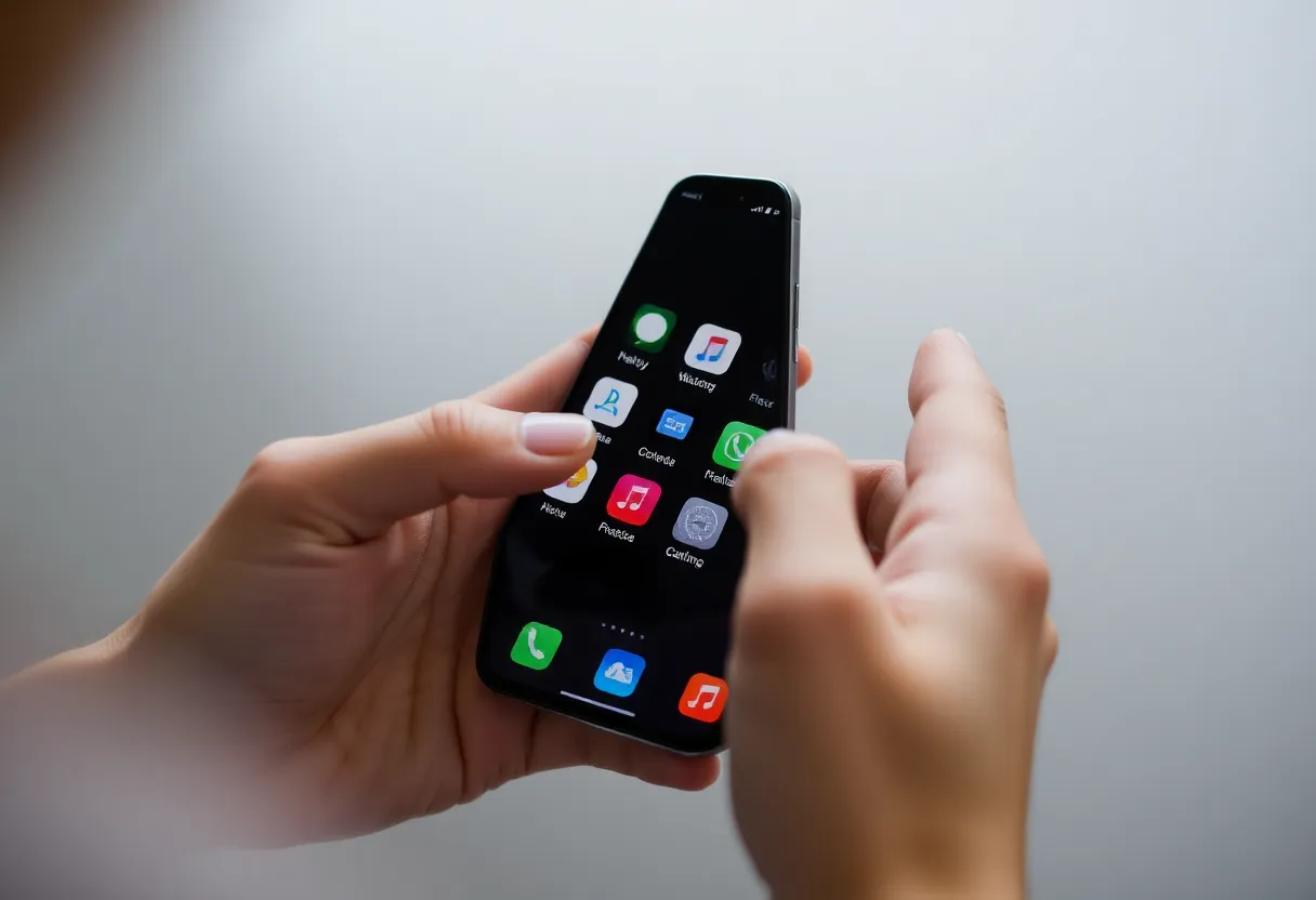 Person rearranging app icons on an Android phone