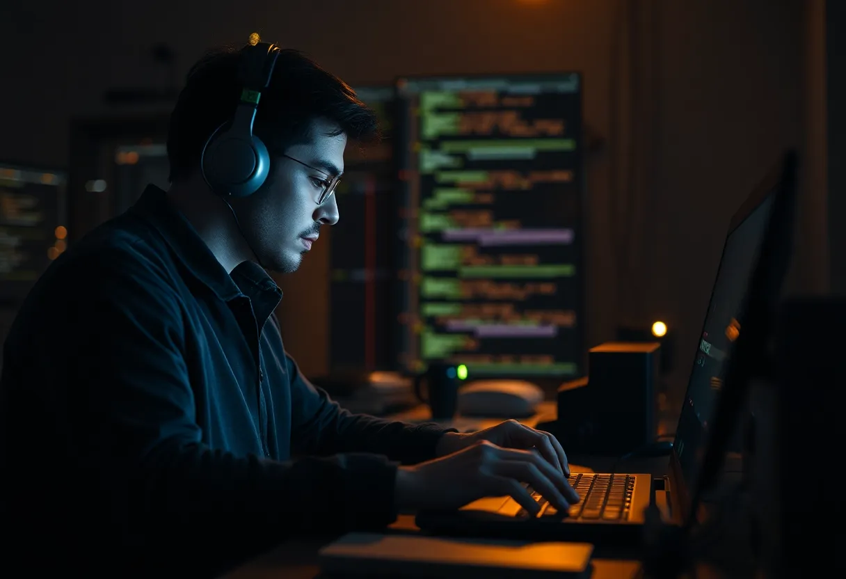 Person debugging a failed automation late at night