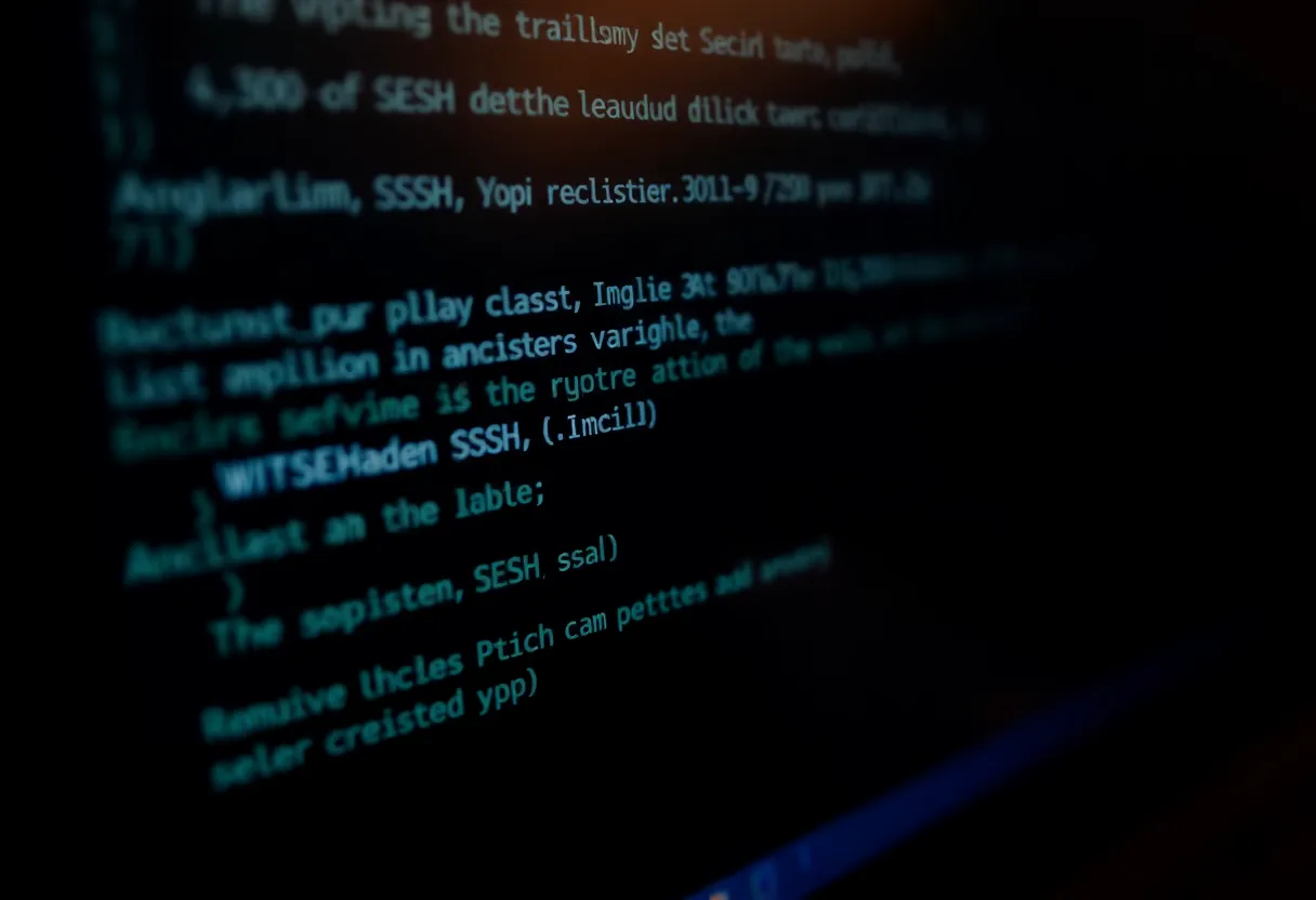 A terminal open to an SSH session on a dark desk