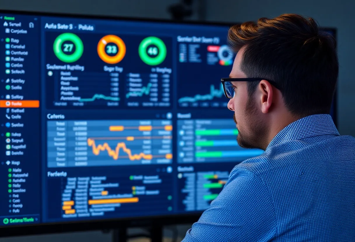 Developer reviewing a database dashboard