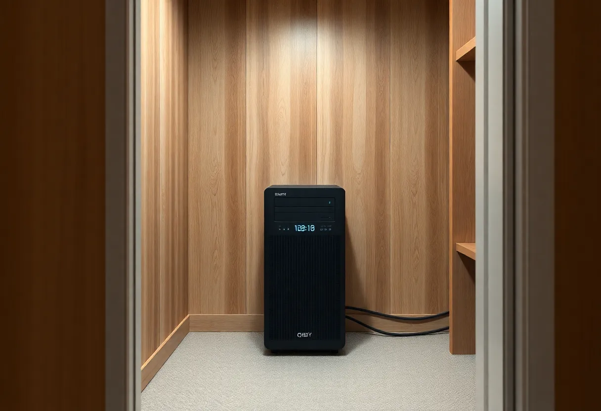 A small home server in a warm closet
