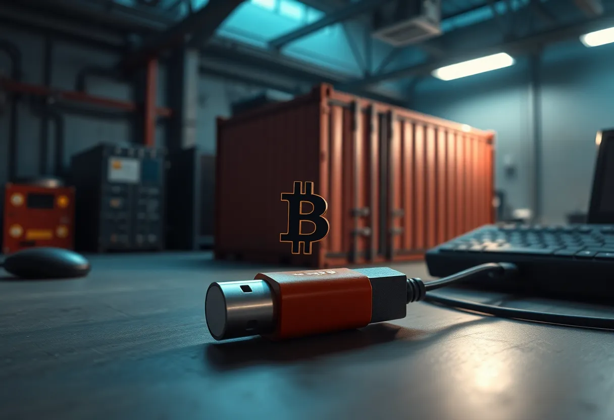 Small compiled deploy artifact next to a container on an industrial desk