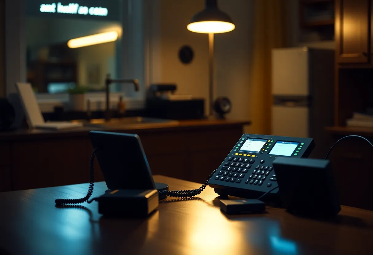 On-call engineer at a kitchen table at night with two phones