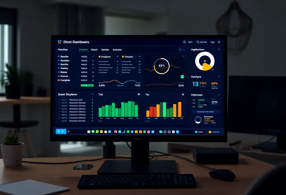 Hosted database dashboard on a monitor in a quiet office