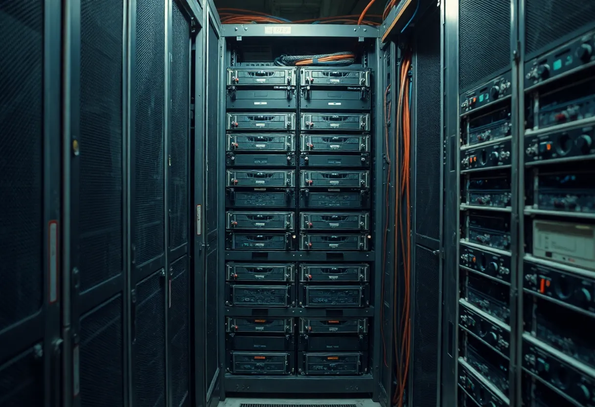 Inherited server rack as existing infrastructure in dusty light