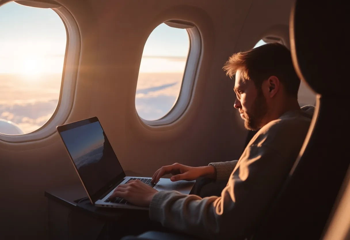 Laptop in airplane mode still showing a working local-first app