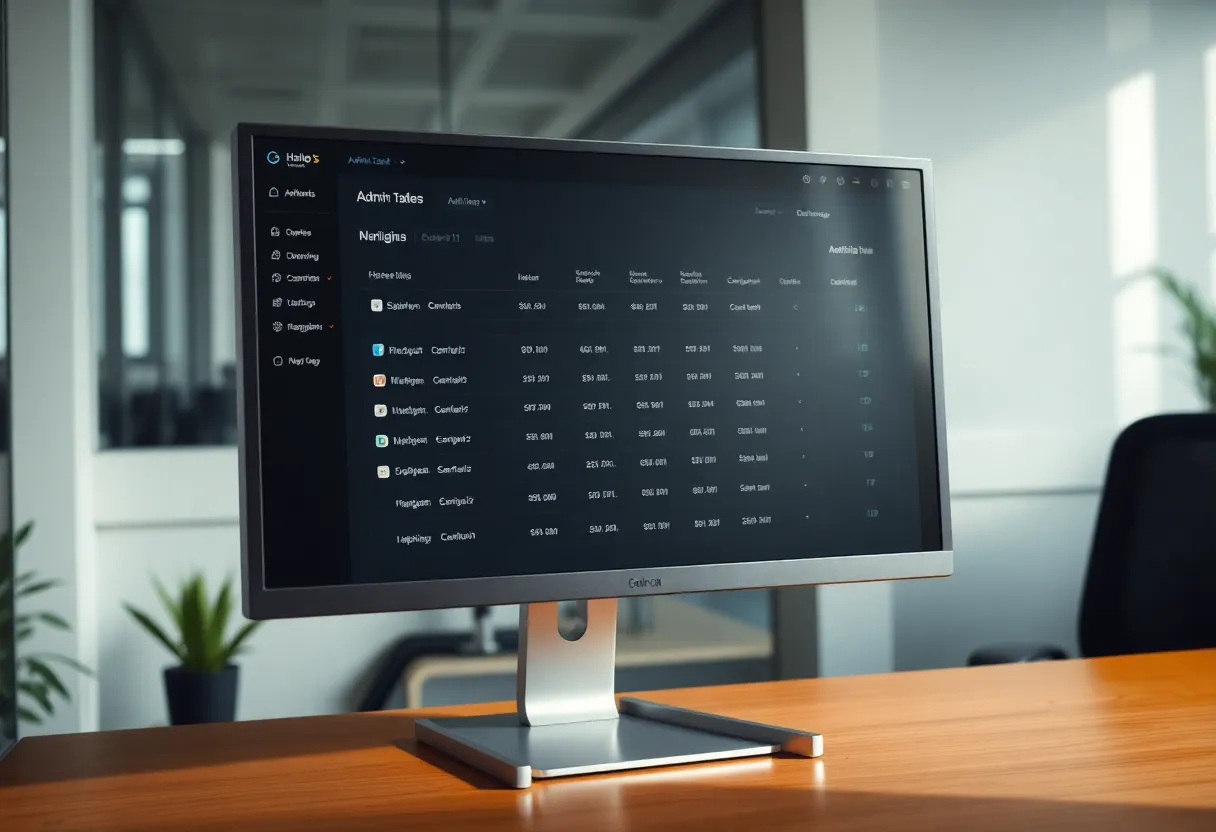 Simple admin table on a monitor in daylight, fetch is enough