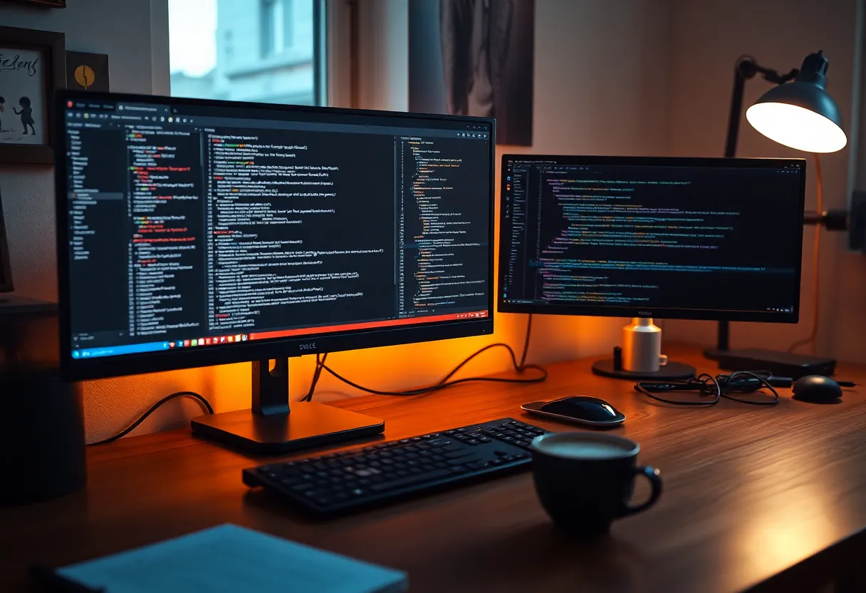 A developer workstation with Java and Go terminal windows side by side