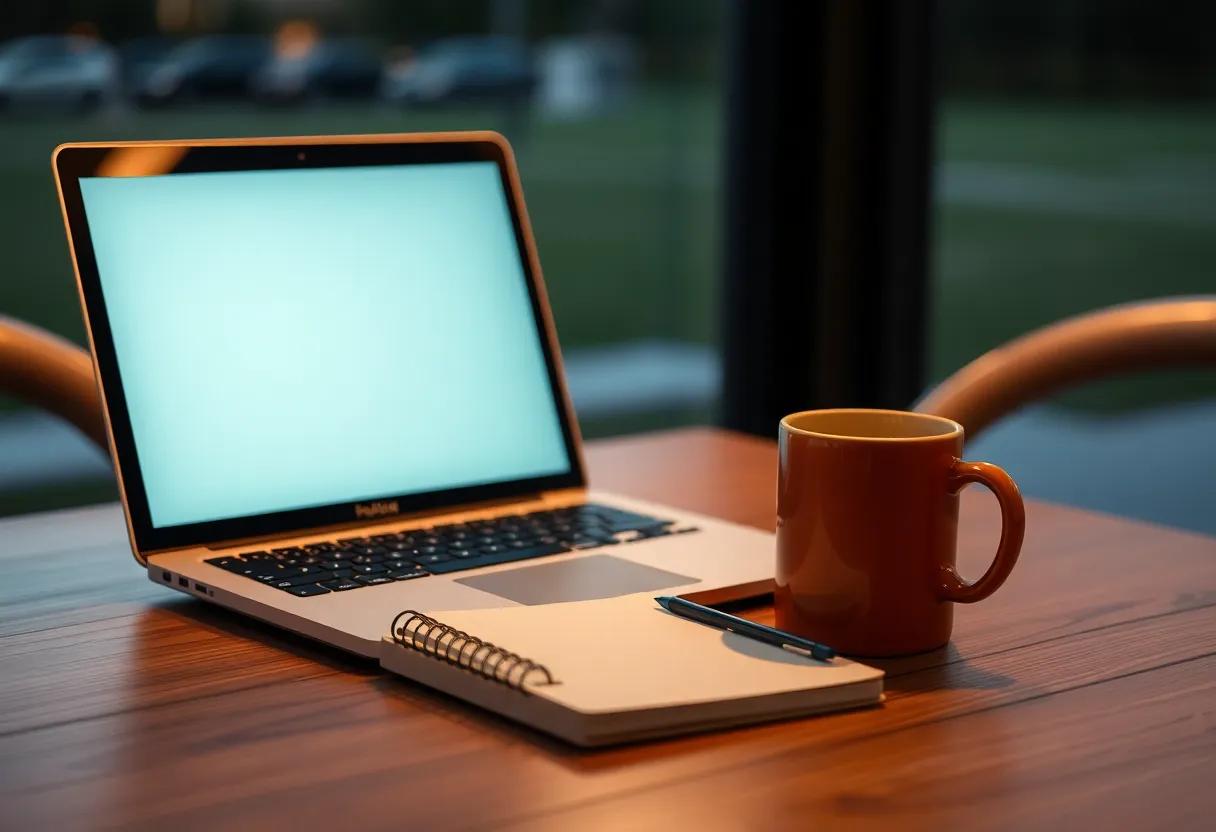 A laptop showing a cost dashboard and an engineering backlog on a kitchen table