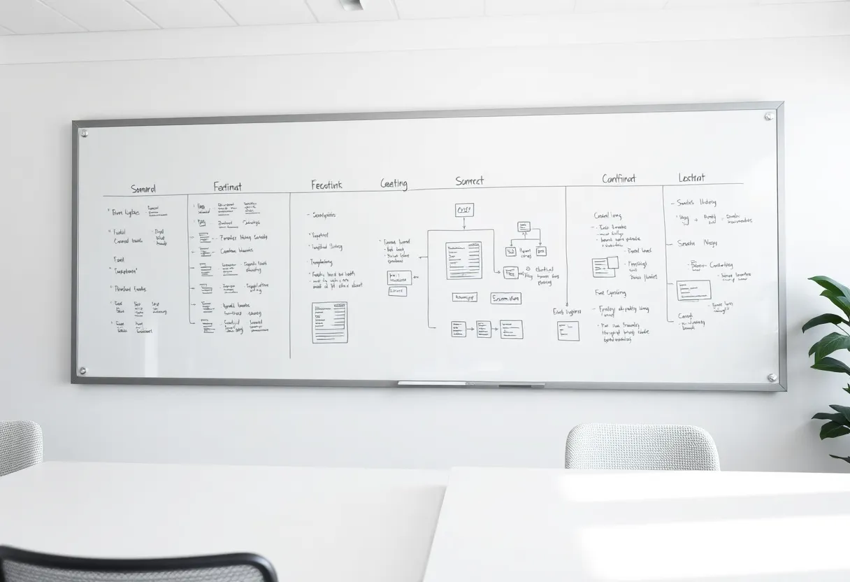 Two whiteboards labeled SQL and document store with most arrows pointing at one cylinder